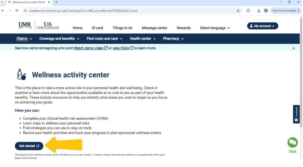 Screenshot of the Wellness Activities page on umr.com